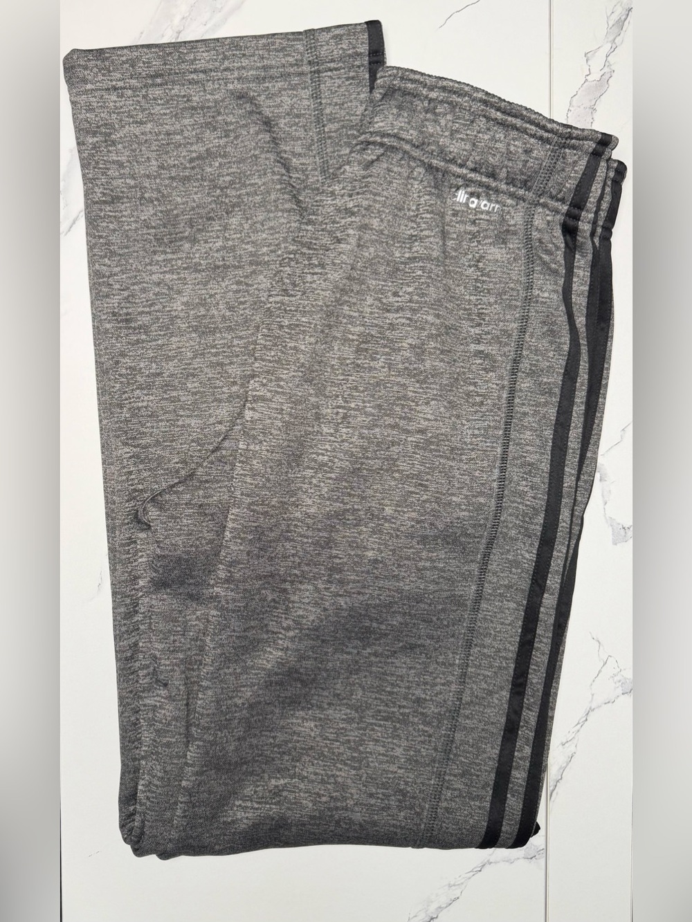 adidas Grey Men’s Heathered Joggers with Black Stripes